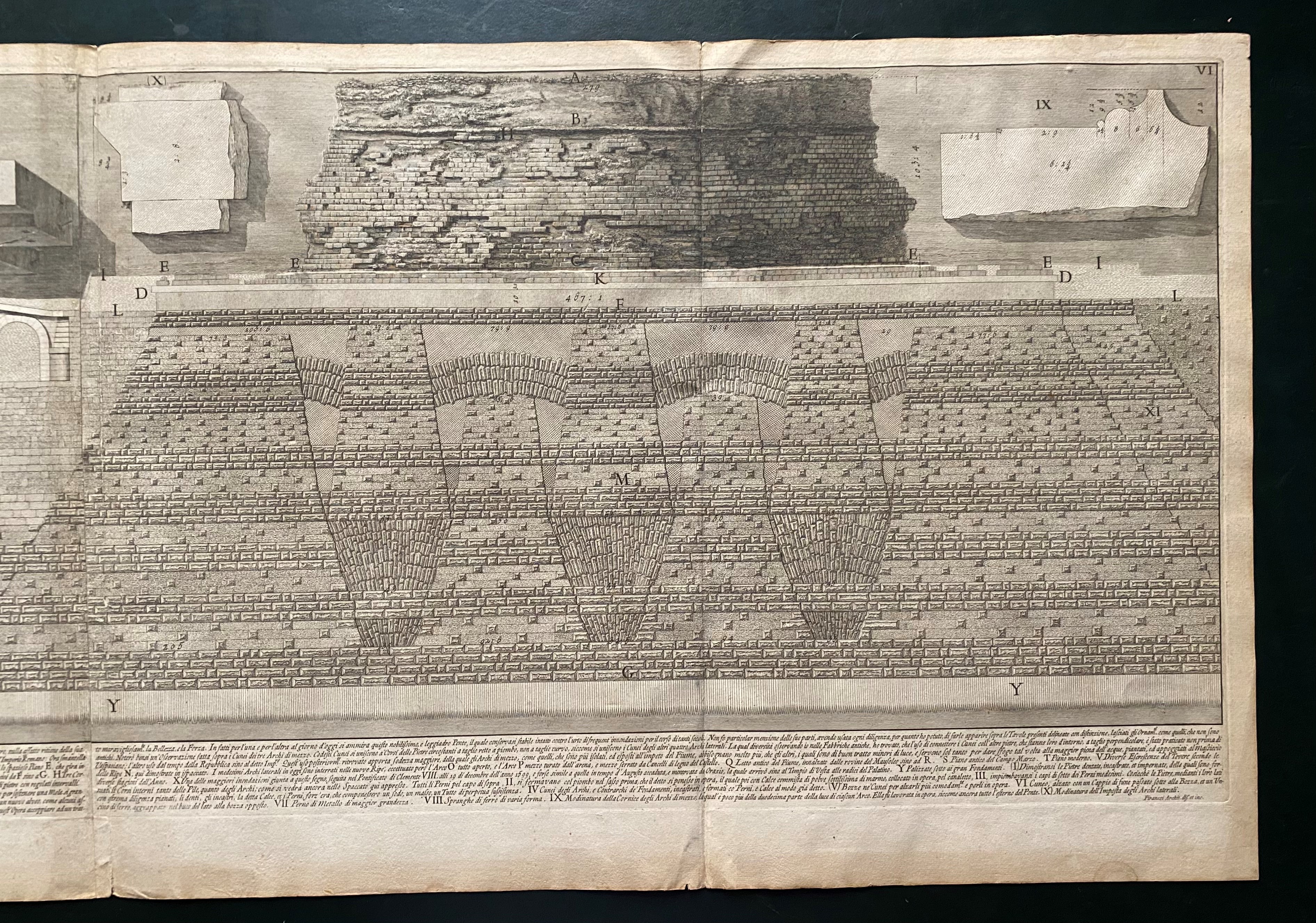 Giovanni Battista Piranesi - Avanzo del Mausoleo d'Elio Adriano (Castel Sant'Angelo), acquaforte