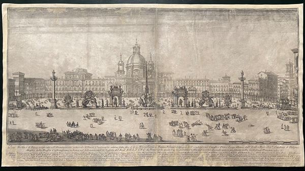 Great Fireworks Machine ... in Piazza Navona with a design by the very erudite Cavalier Pietro Leone Ghezzi