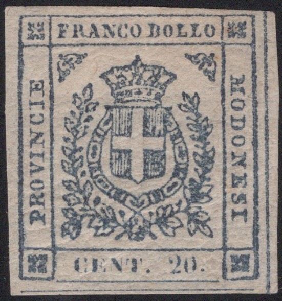 Modena, Governo Provvisorio, 20 centesimi ardesia violaceo, 1859