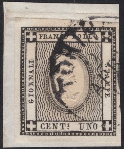 Sardegna, 1861 - 1 cent. nero intenso, n.19e