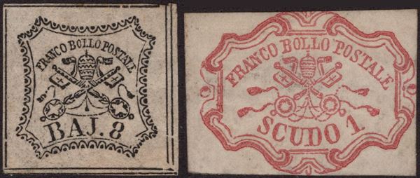 Pontificio - 8 baj e 1 scudo nuovi con gomma, MH