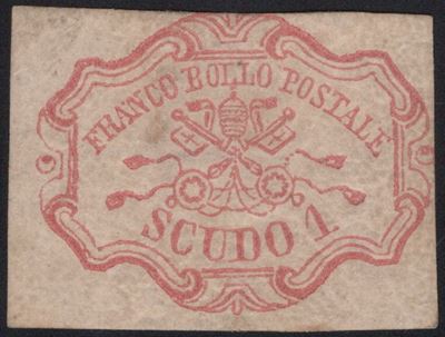 Pontificio, Scudo nuovo con gomma, MH, 1852