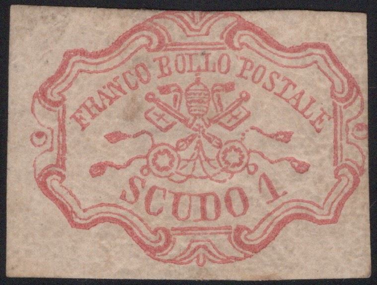 Pontificio, Scudo nuovo con gomma, MH, 1852