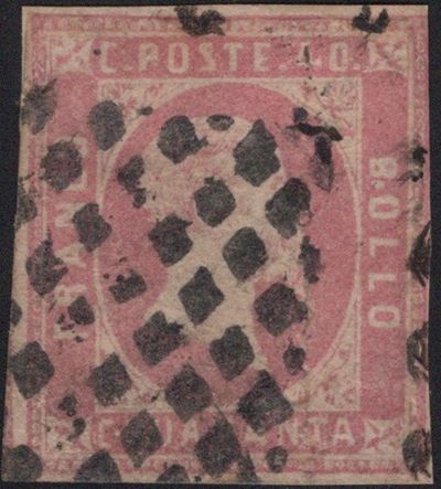 Sardegna, I emissione, 40 cent. rosa lilla, 1851