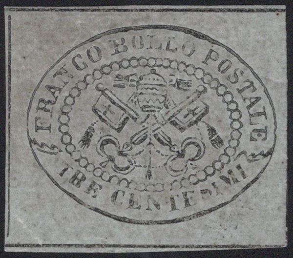 Pontificio - II emissione, 3 cent. nuovo con gomma integra MNH