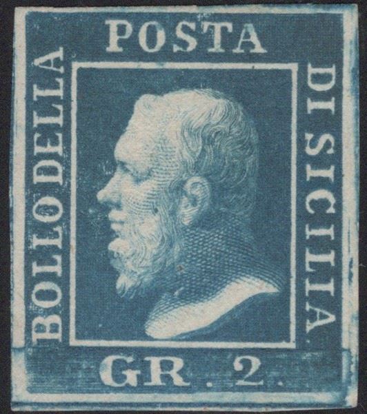Sicilia, 2 gr - Tavola in carta di NA cobalto n.6b, nuovo