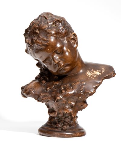 Busto di fanciullo in terracotta con patina marrone (XIX secolo)