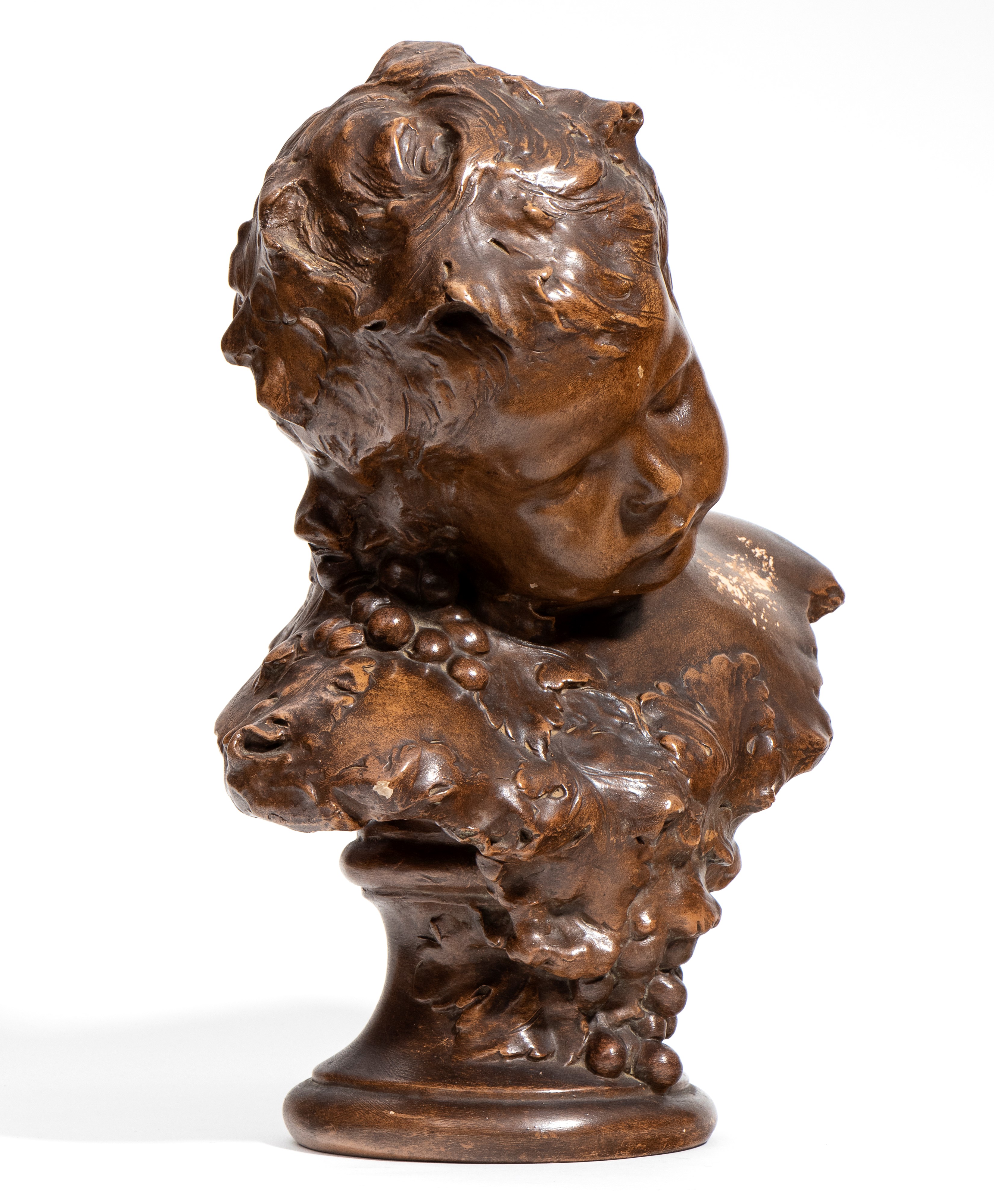 Friedrich Goldscheider - Busto di fanciullo in terracotta con patina marrone (XIX secolo)