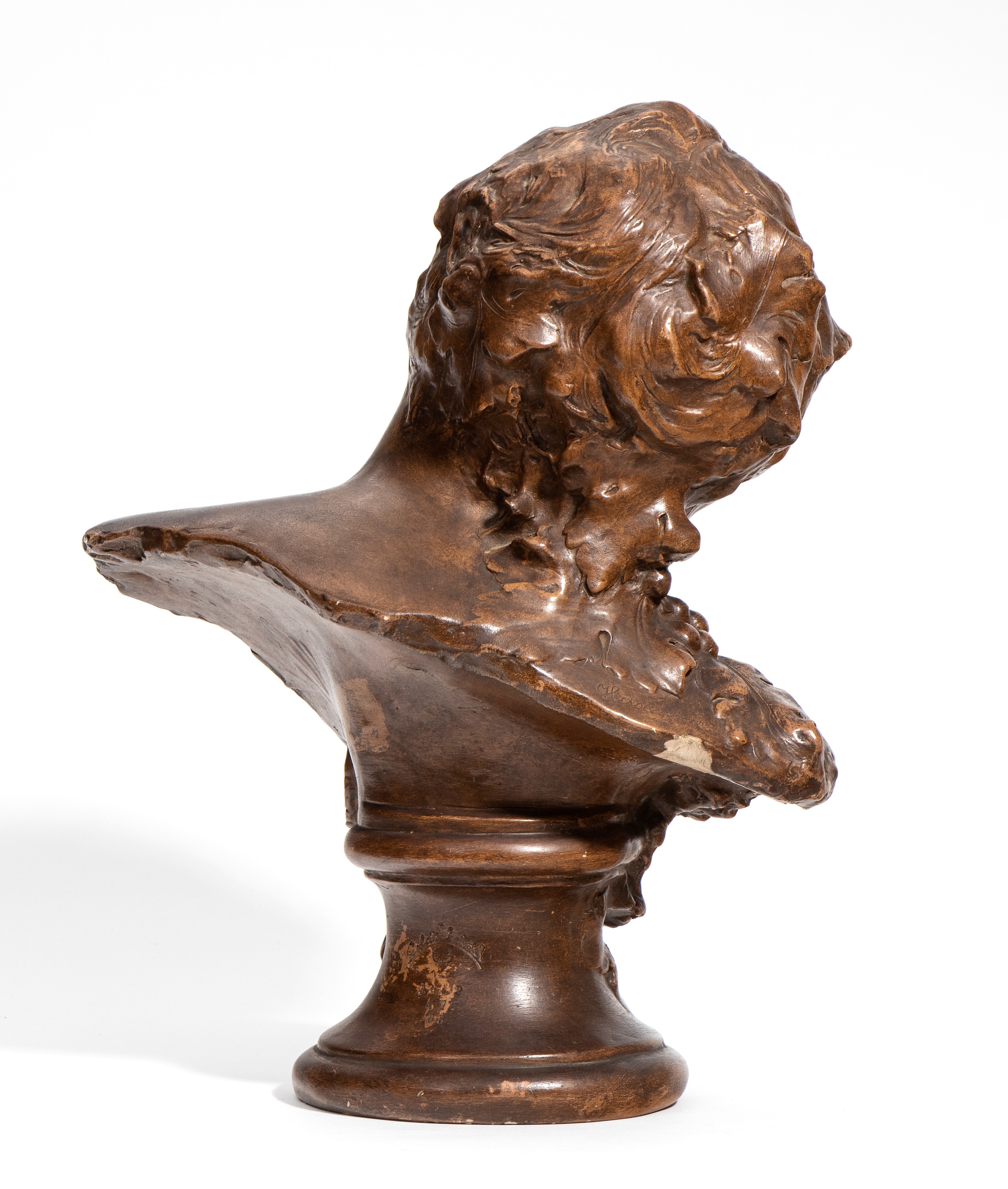 Friedrich Goldscheider - Busto di fanciullo in terracotta con patina marrone (XIX secolo)