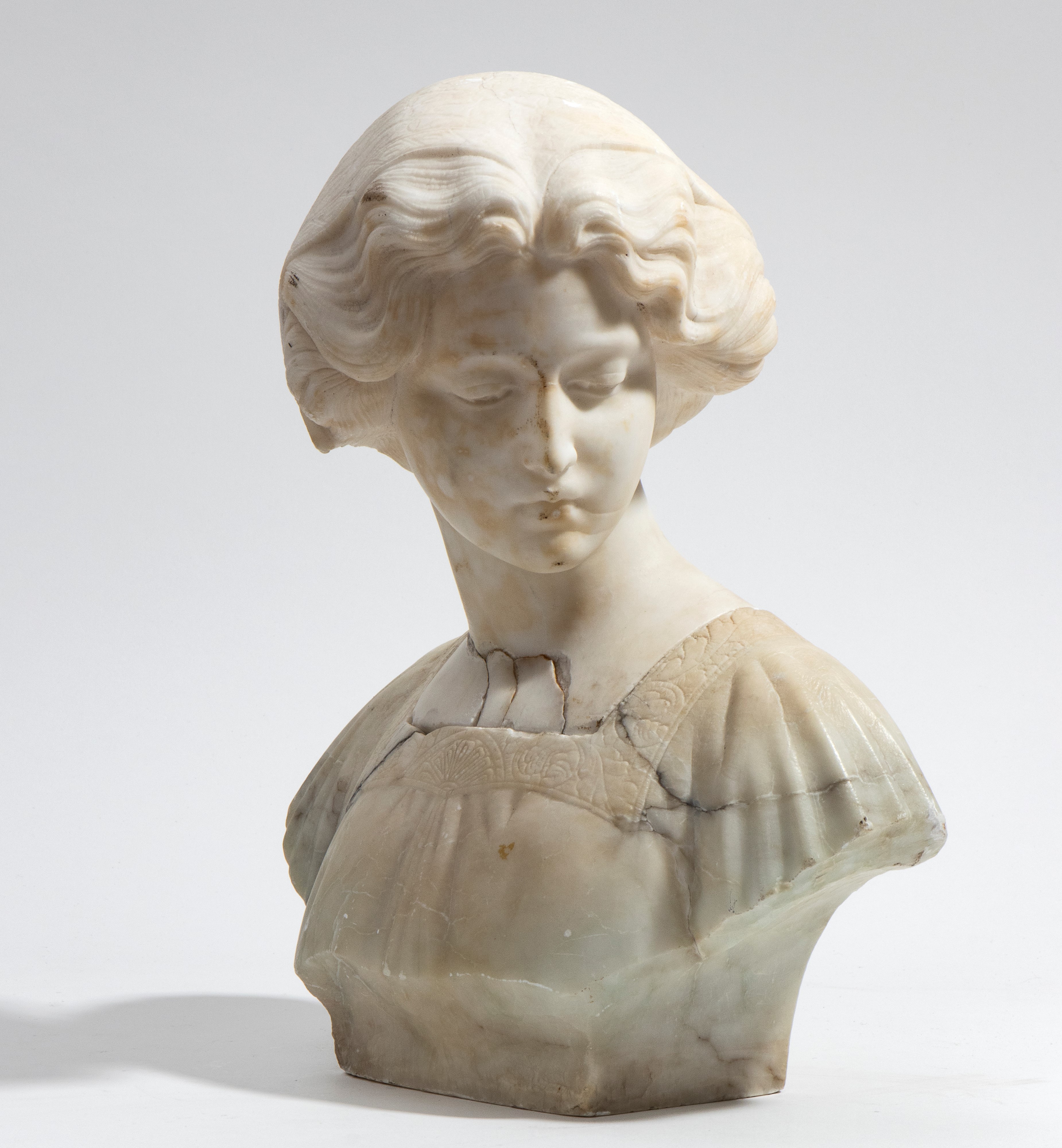 Giuseppe Bessi - Busto di donna in marmo e alabastro, XIX secolo
