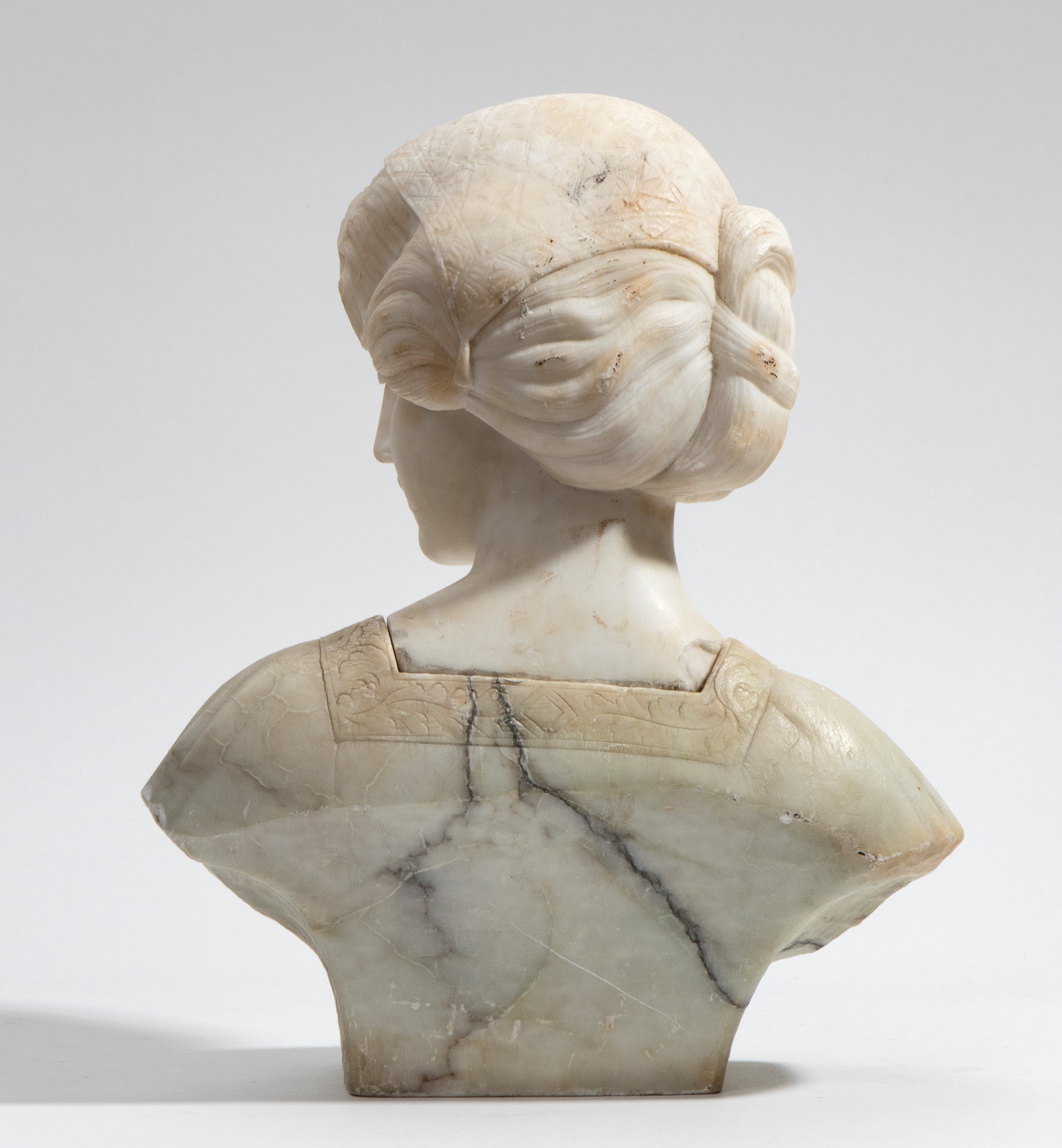 Giuseppe Bessi - Busto di donna in marmo e alabastro, XIX secolo