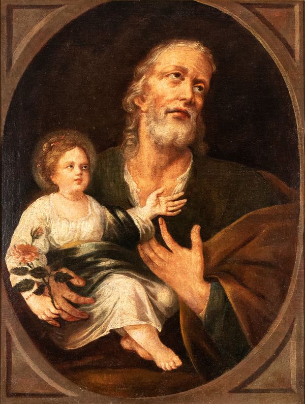 Dipinto raffigurante  San Giuseppe e Gesù bambino