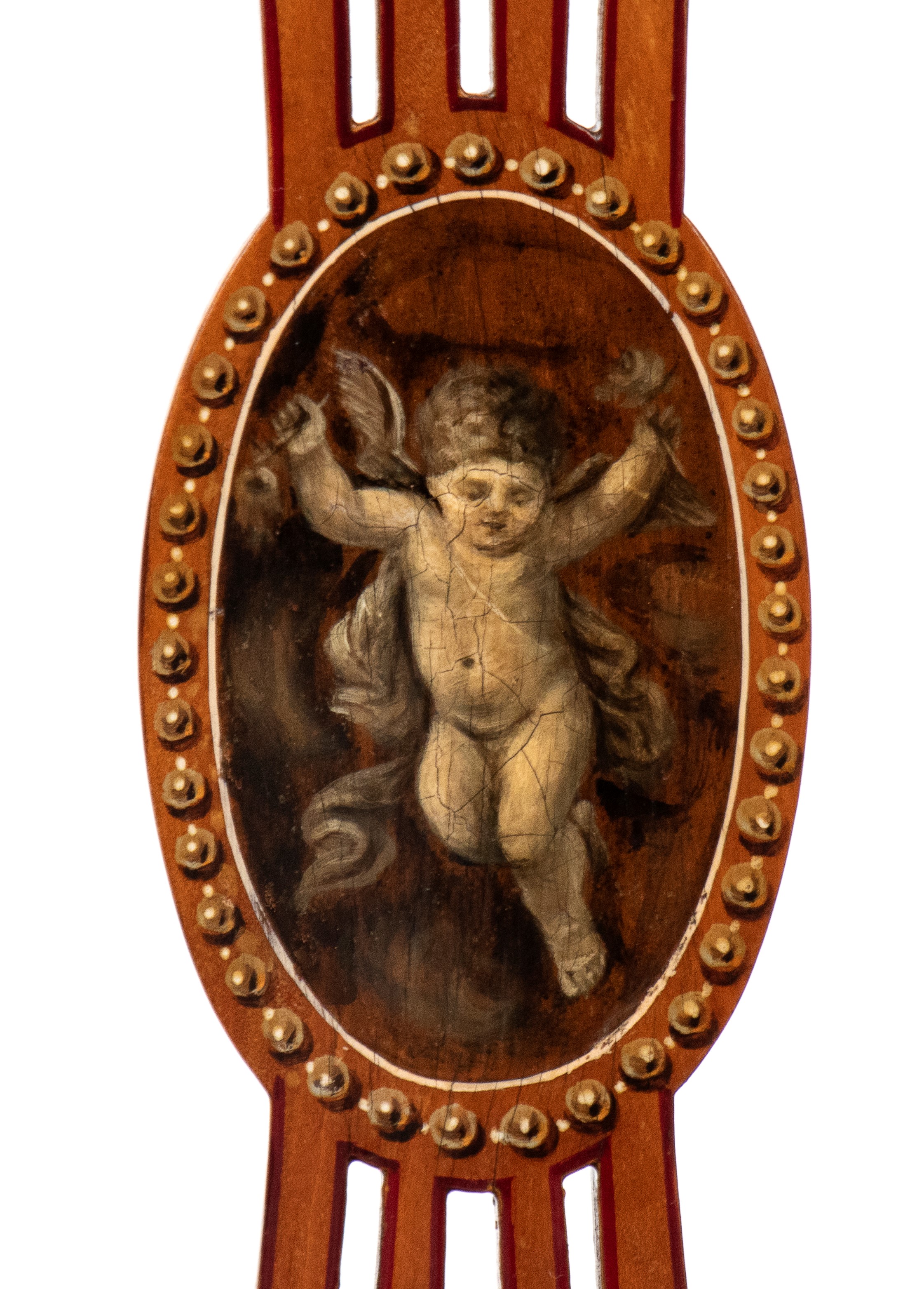 Coppia di sedie dipinte in stile Sheraton, legno di satinwood, XIX secolo