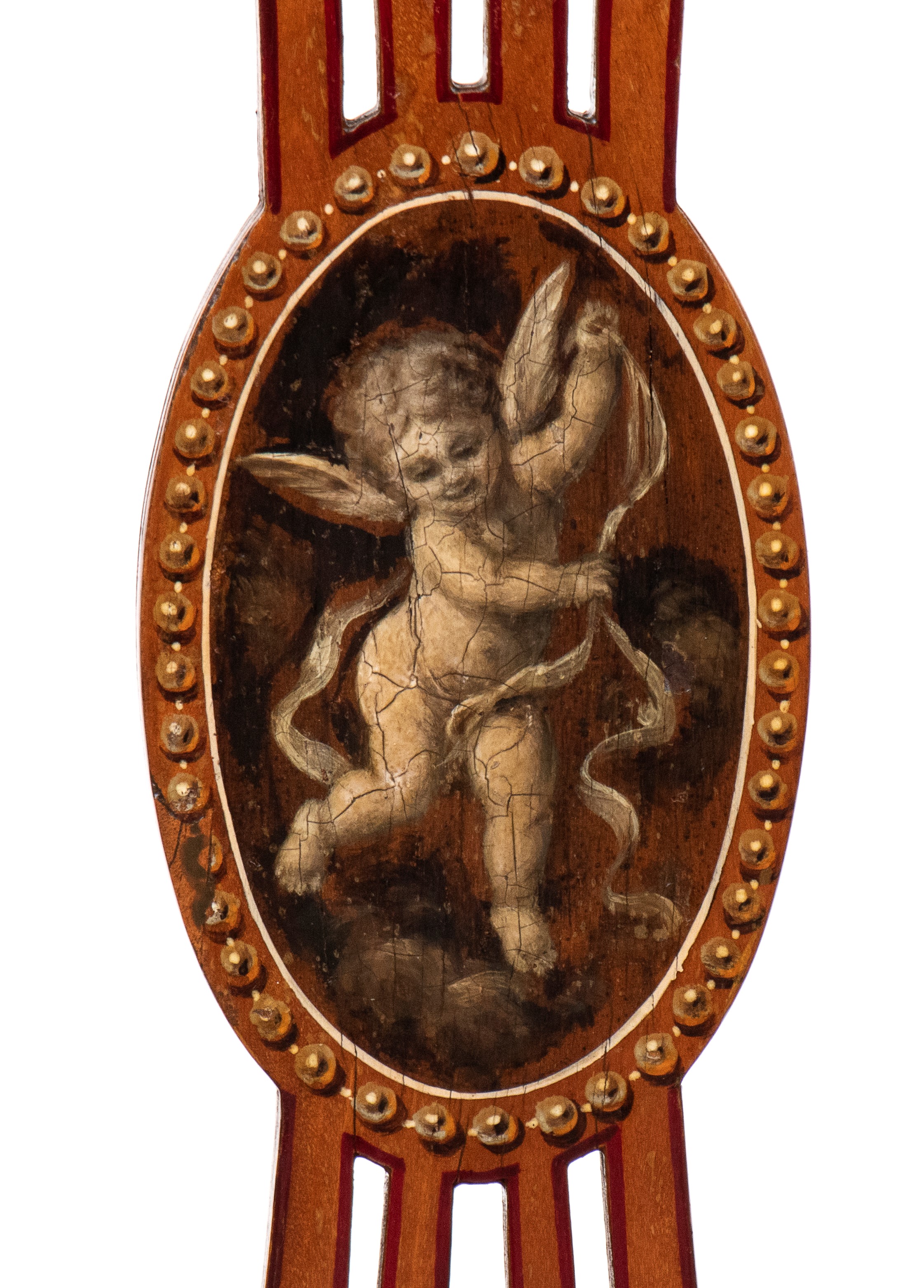 Coppia di sedie dipinte in stile Sheraton, legno di satinwood, XIX secolo