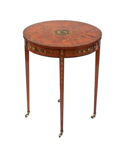 Tavolino inglese in satinwood, stile Adams, XIX secolo