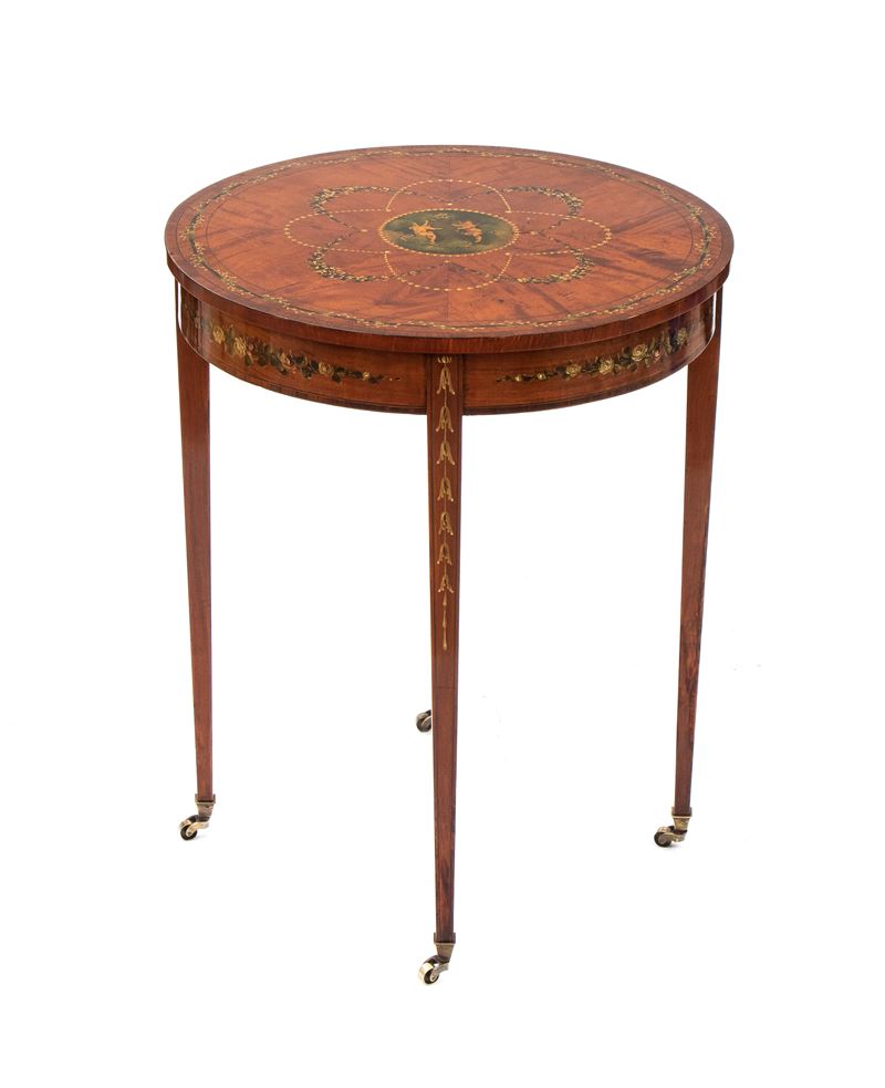 Tavolino inglese in satinwood, stile Adams, XIX secolo