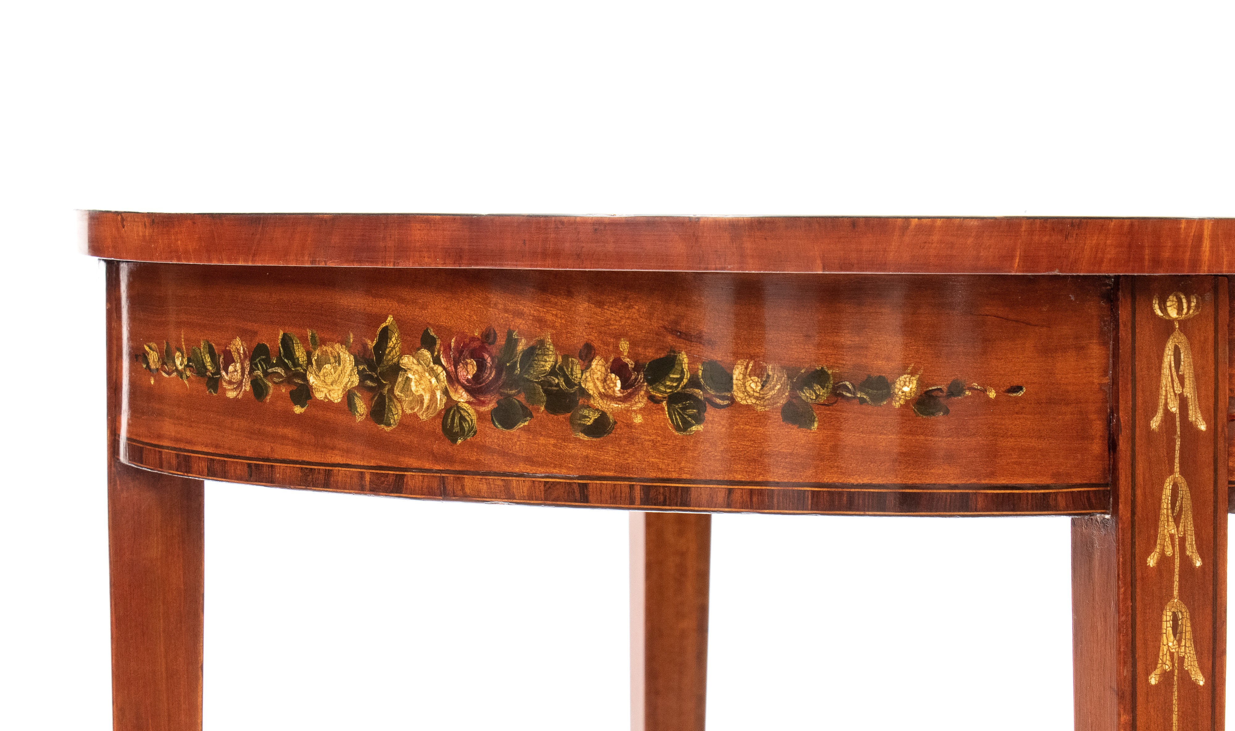 Tavolino inglese in satinwood, stile Adams, XIX secolo