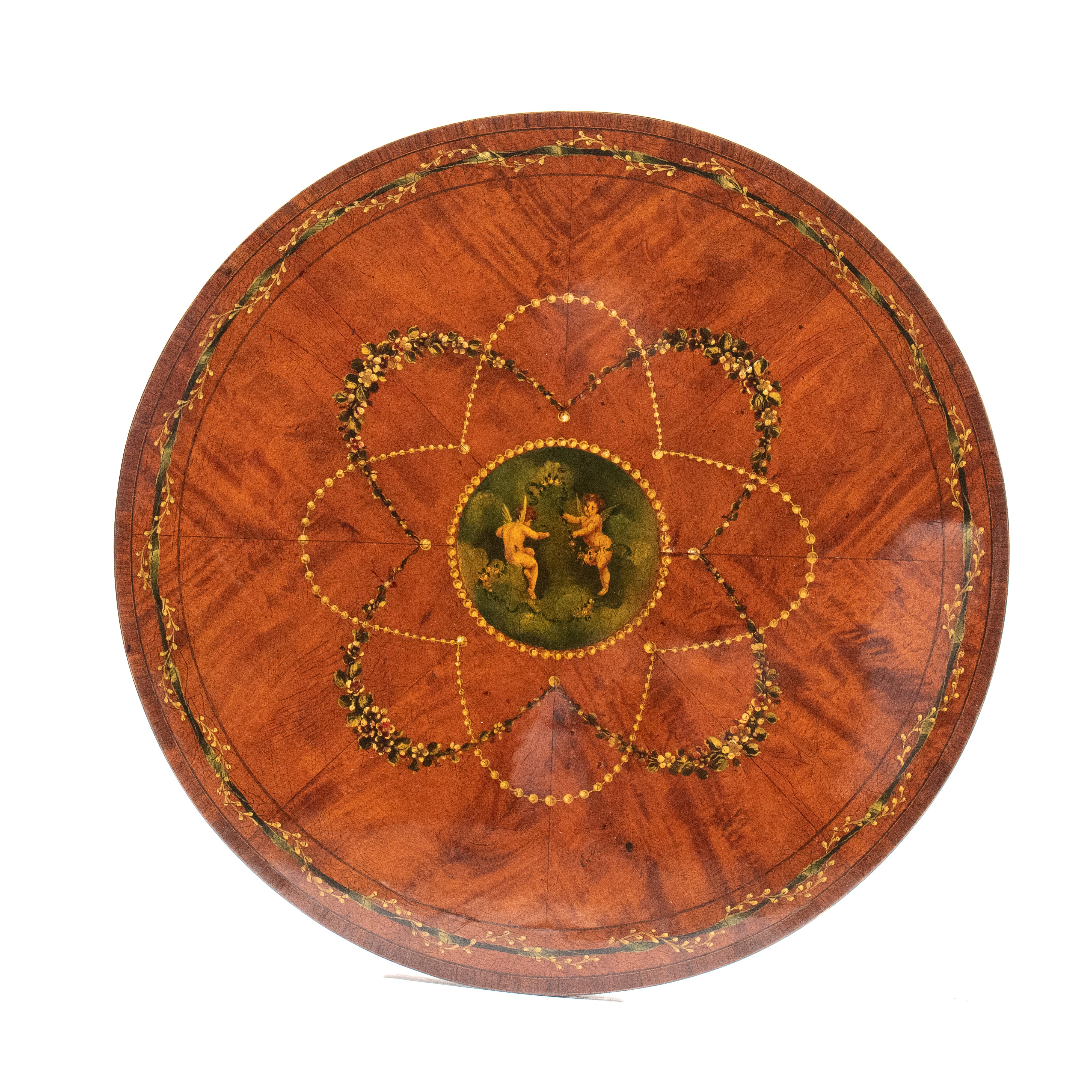 Tavolino inglese in satinwood, stile Adams, XIX secolo