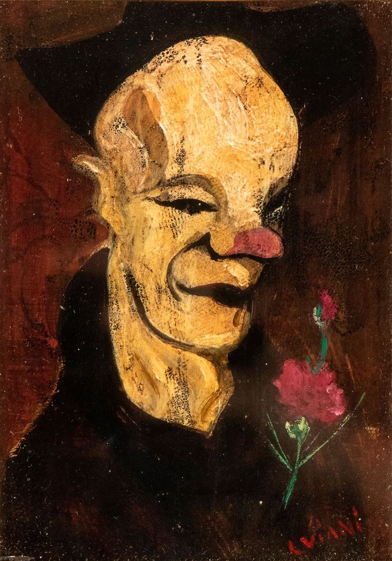 Lorenzo Viani - Composizione senza titolo, olio su tavola