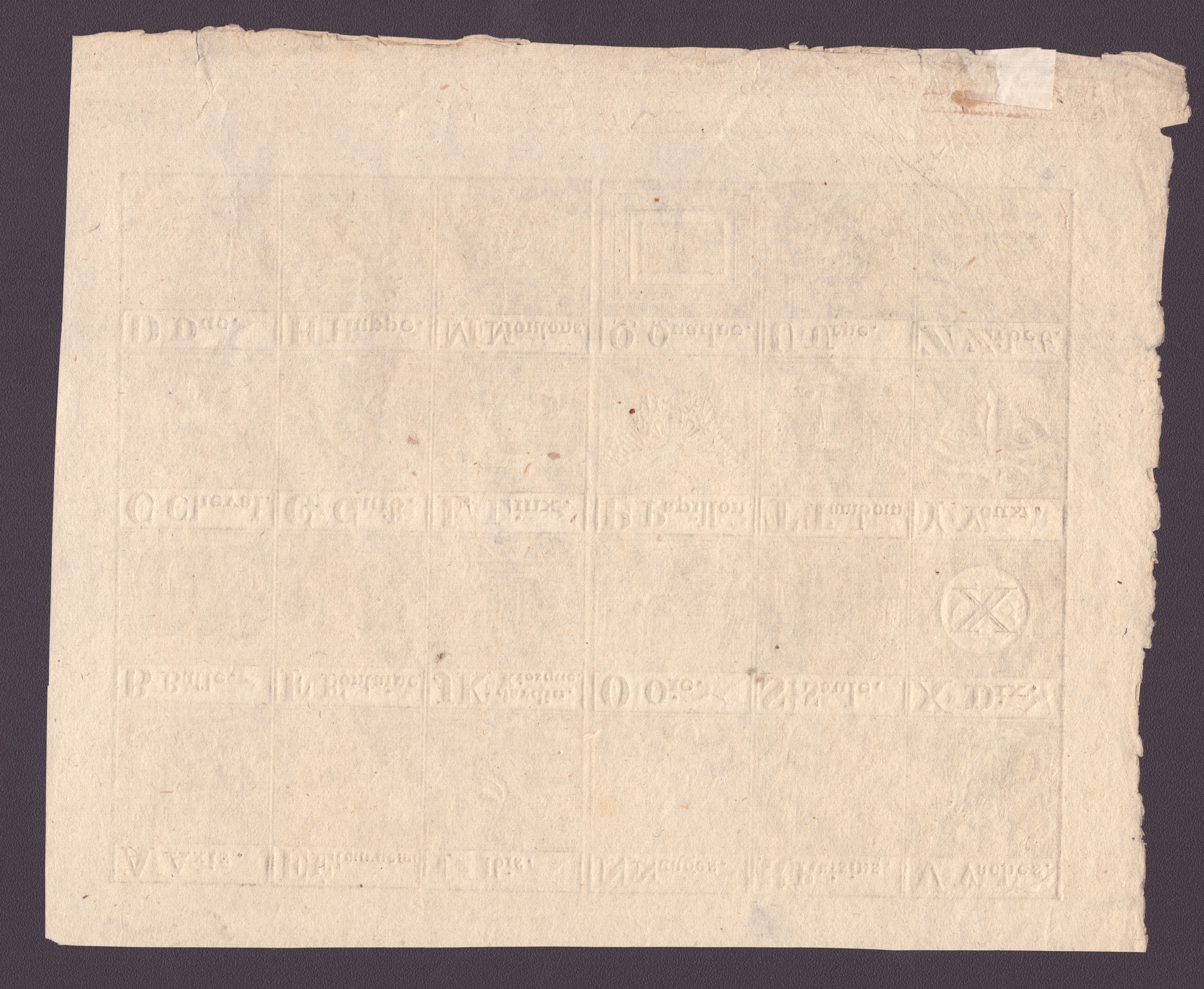 Anonimo incisore francese del XVIII secolo, Alfabeto (bulino e acquaforte)