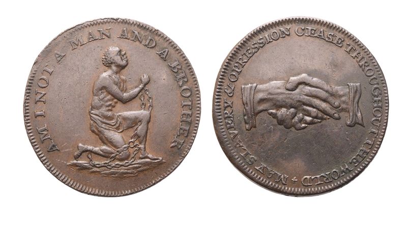 Inghilterra (Middlesex), Gettone da 1/2 Penny con soggetto «Am I not a man and a brother» (XVIII ...