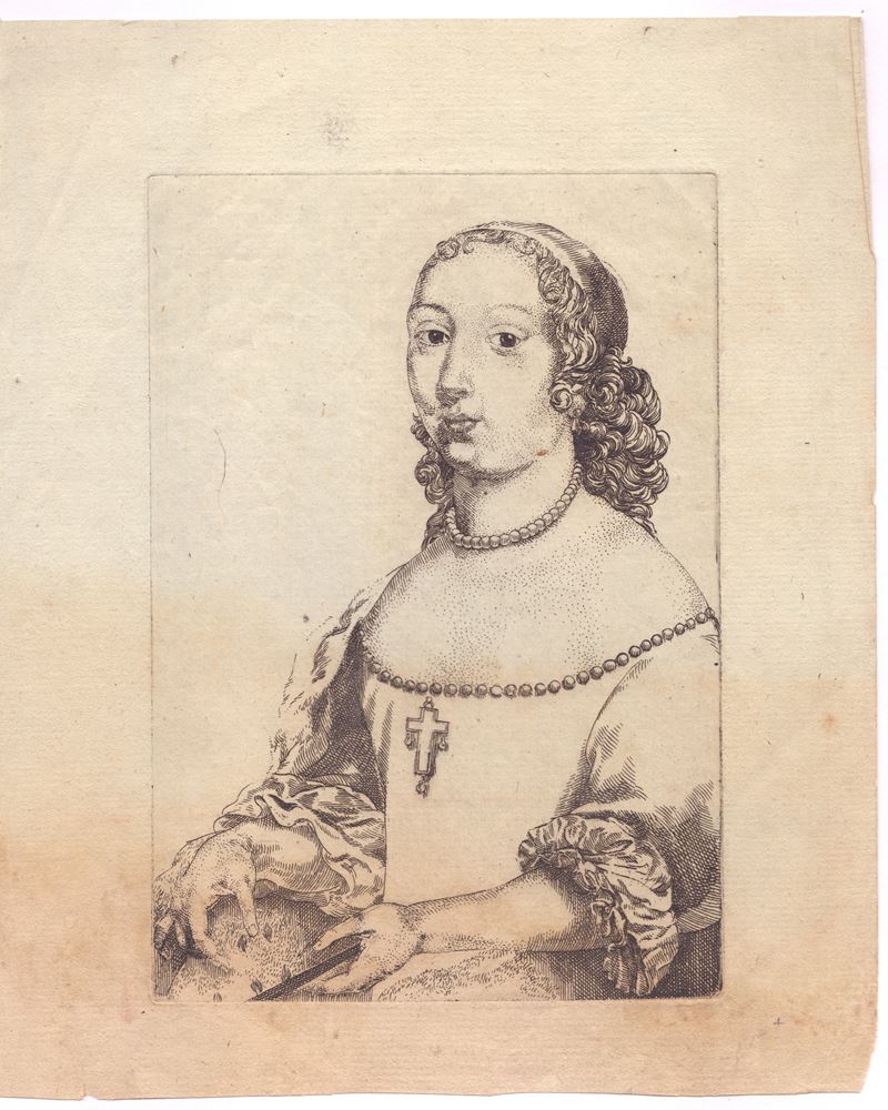 Incisore anonimo del XVII secolo, Ritratto di una regina (Ludovica Maria Gonzaga?)
