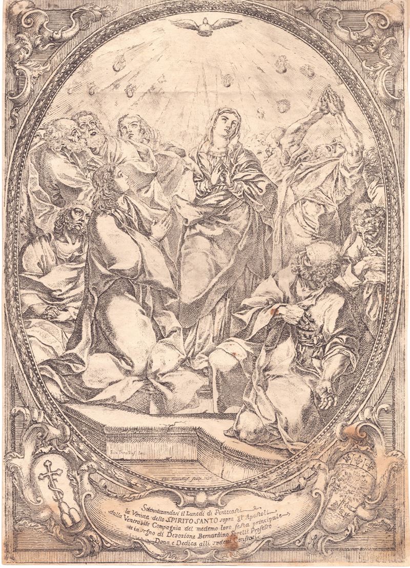 Alessandro Scarselli - Pentecoste, acquaforte, 1707