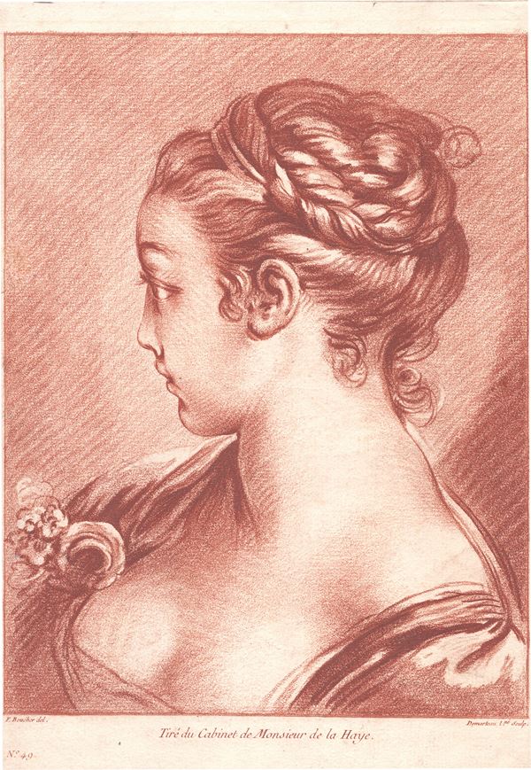 Portrait of a girl in profile, by Boucher
