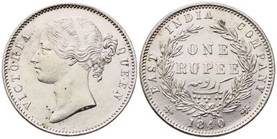 Victoria (1837-1901), 1 Rupia 1840 (East India Company), argento (Ag 917/1000)