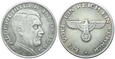 Personaggi. Medaglia 1945 Adolf Hitler. XX Sec. Mb. 35mm. Spl