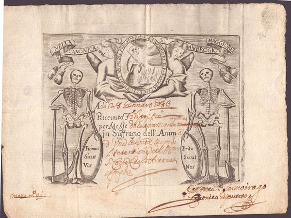 Foglio volante per una messa in suffragio nella basilica di ant’Ambrogio a Milano