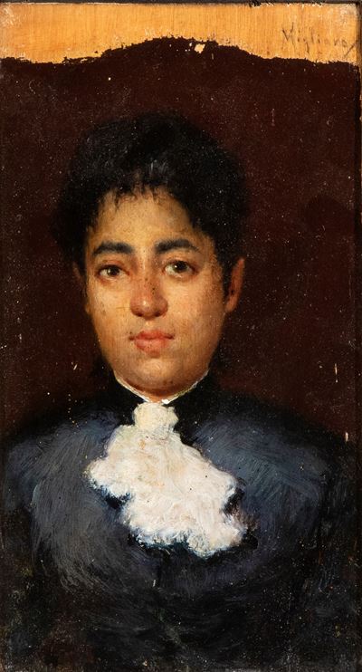 Ritratto di giovane donna, olio su tavoletta