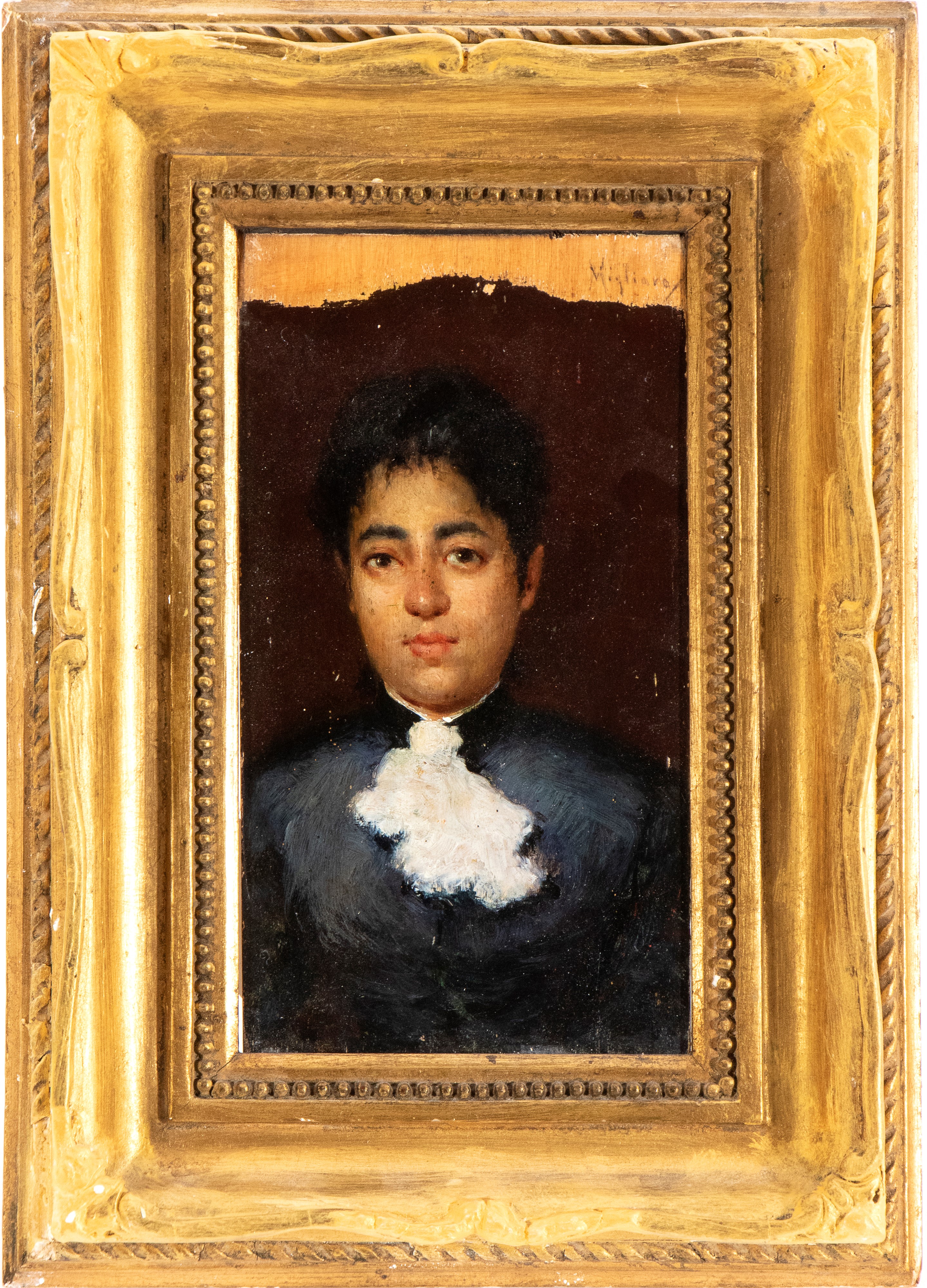 Vincenzo Migliaro - Ritratto di giovane donna, olio su tavoletta
