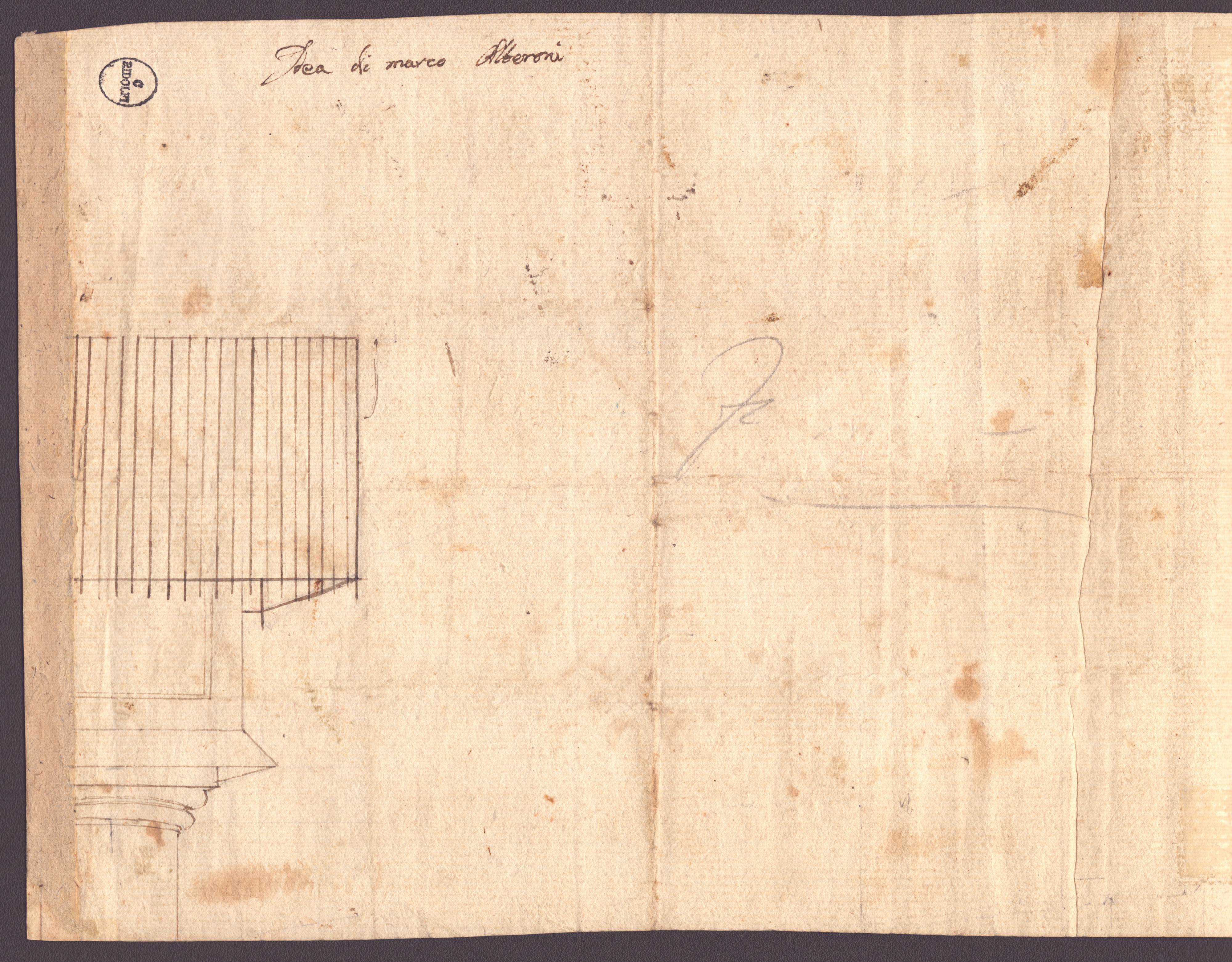 Luigi Basoli - Progetto per decorazione di un soffitto, matita su carta vergata