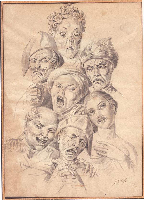 Giovanni Battista  Gigola - Grotesque Heads