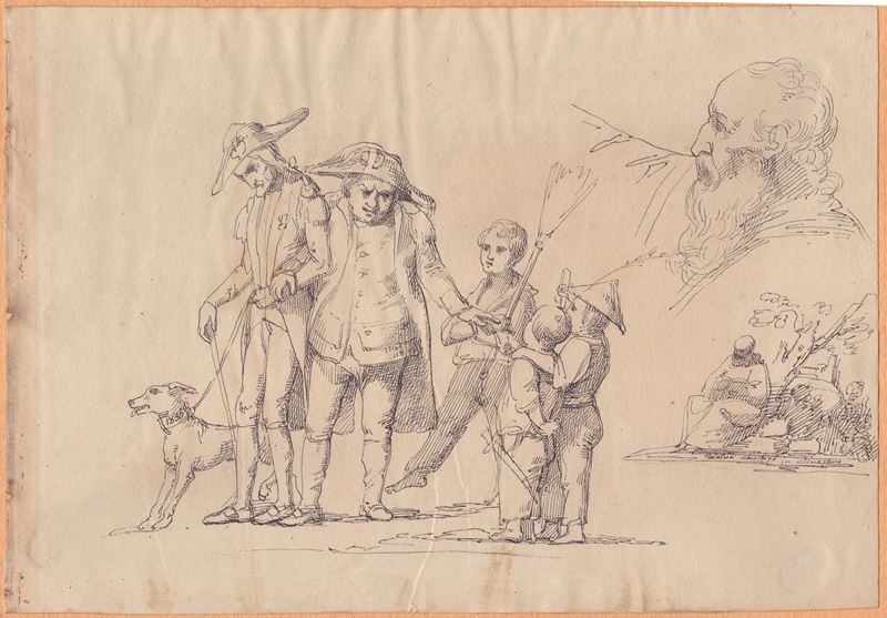 Adeodato Malatesta - Studio con Napoleone e altre figure, inchiostro nero su carta