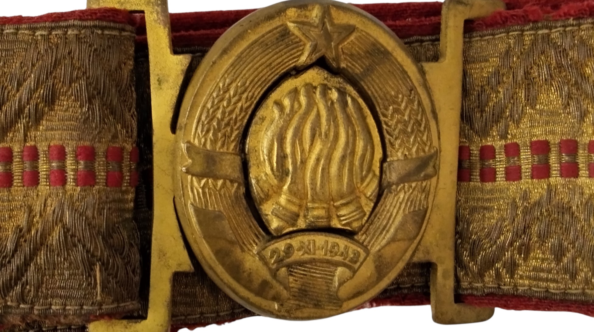 Repubblica popolare di Yugoslavia, cinta in broccato da ufficiale