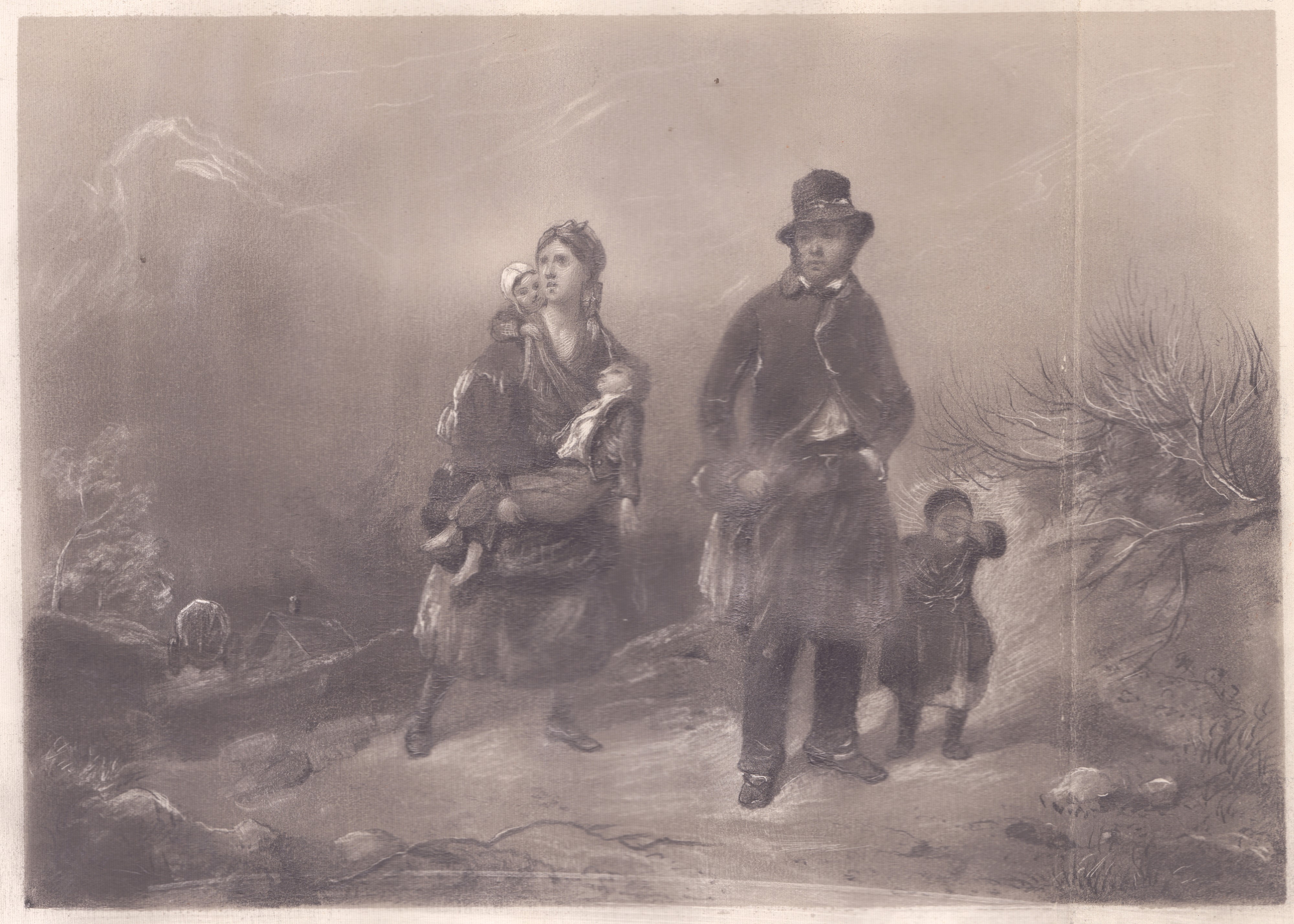 Paesaggio con cascate | Schizzi di un gendarme e popolani | Famiglia in montagna