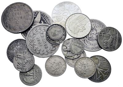 Estere. Lotto Multiplo di Monete Varie Italiane ed Estere in Ag. Anni, Titoli e Pesi Vari. Peso T...