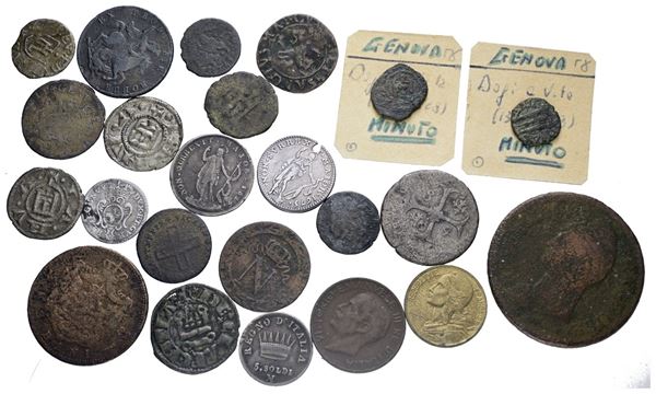 GENOVA. Lotto di 23 monete principalmente di Genova con interessanti presenze. Date, metalli e conservazioni varie.
