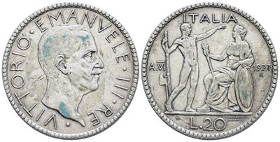 Regno D'italia. Vittorio Emanuele III (1900-1943). 20 Lire 1927 Littore. Ag. 14,95gr. Bb
