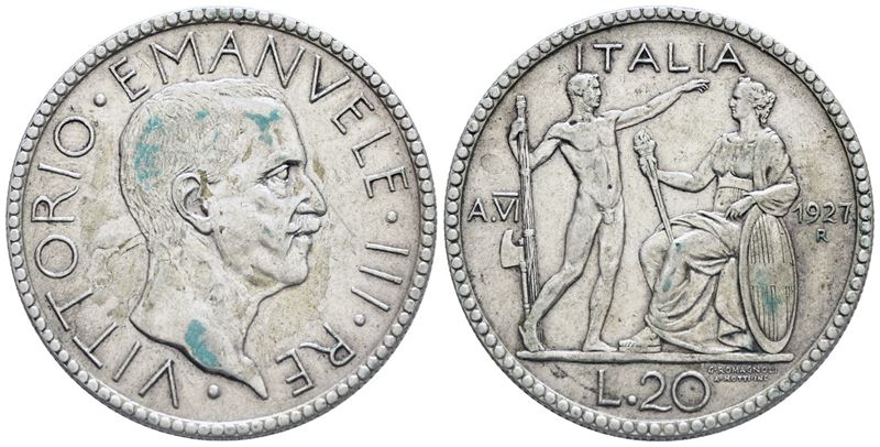 Regno D'italia. Vittorio Emanuele III (1900-1943). 20 Lire 1927 Littore. Ag. 14,95gr. Bb