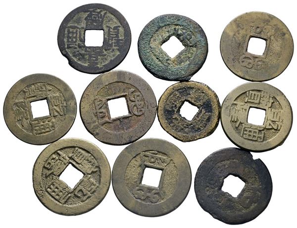 CINA. Lotto di 10 monete varie. Cash. Epoche e conservazioni varie. Cu. 