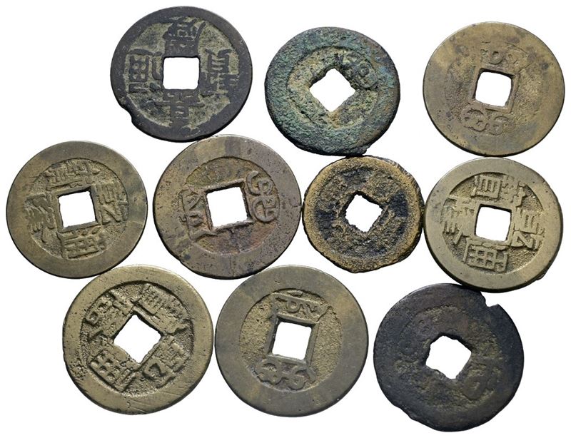 Cina. Lotto di 10 Monete Varie. Cash. Epoche e Conservazioni Varie. Cu.