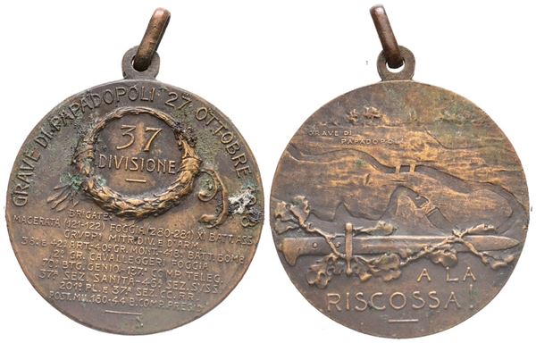MILITARI. Grave di Papadopoli. Medaglia 1918-1937. Ae. 36mm. SPL