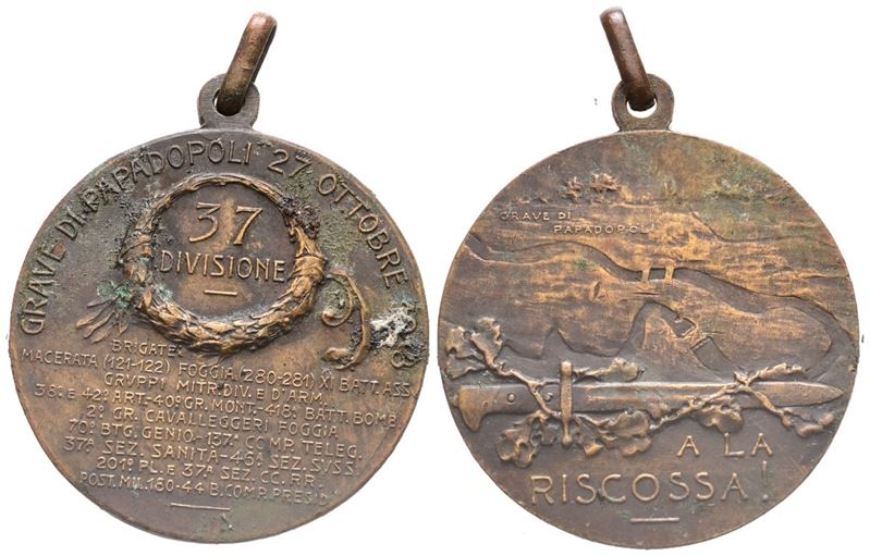 Militari. Grave di Papadopoli. Medaglia 1918-1937. Ae. 36mm. Spl