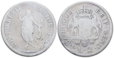 Genova. Dogi Biennali. III Fase (1637-1797). 2 Lire 1793. Ag. Mb. Raro