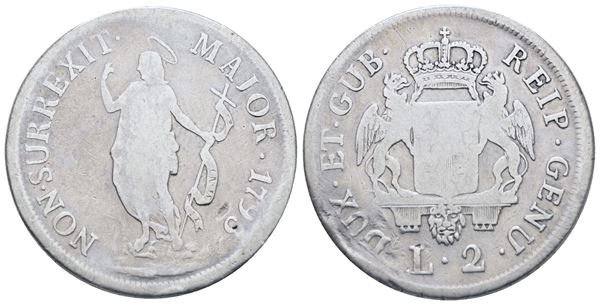 GENOVA. Dogi biennali. III fase (1637-1797). 2 lire 1793. Ag. MB. Raro