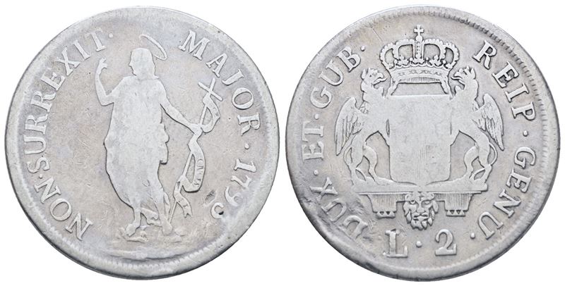 Genova. Dogi Biennali. III Fase (1637-1797). 2 Lire 1793. Ag. Mb. Raro