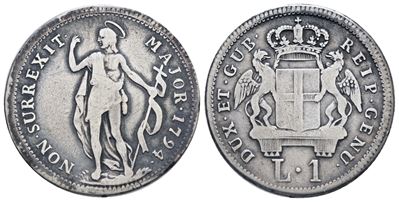 Genova. Dogi Biennali. III Fase (1637-1797). 1 Lira 1794. Ag. Qbb. Raro